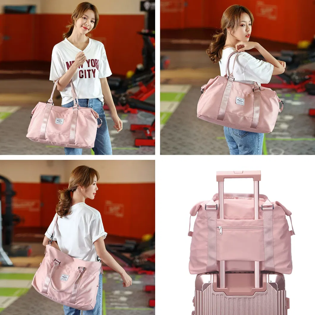 Amazon RPET Trendy Large Promotion Waterproof Fashion Shoulder Weekender Designer Overnight Handbags Tote Gym Duffle Travel Bag for Women Yoga