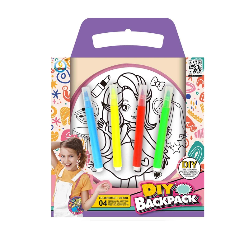 Funny Children Educational Toy DIY Doodle Drawing Washable Kids Flip Backpack DIY Graffiti Coloring Backpack for Kids