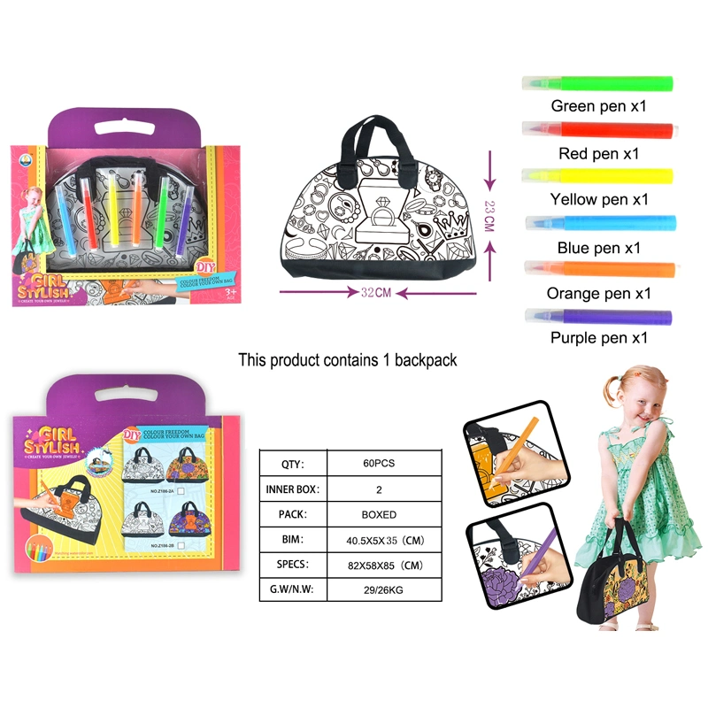 DIY Changed Spotted Color Washable Children&prime;s Handbag High Quality Washable Kids Fashion Painting Doodle Bag Coloring Toys