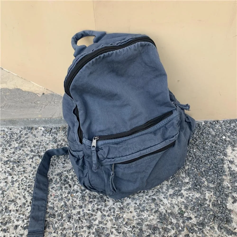 Nylon Bag Large Capacity School Backpack Retro Student Street Cool Backpack Travel Canvas Handbag Teenage Women Girl Book Bag Wyz21981