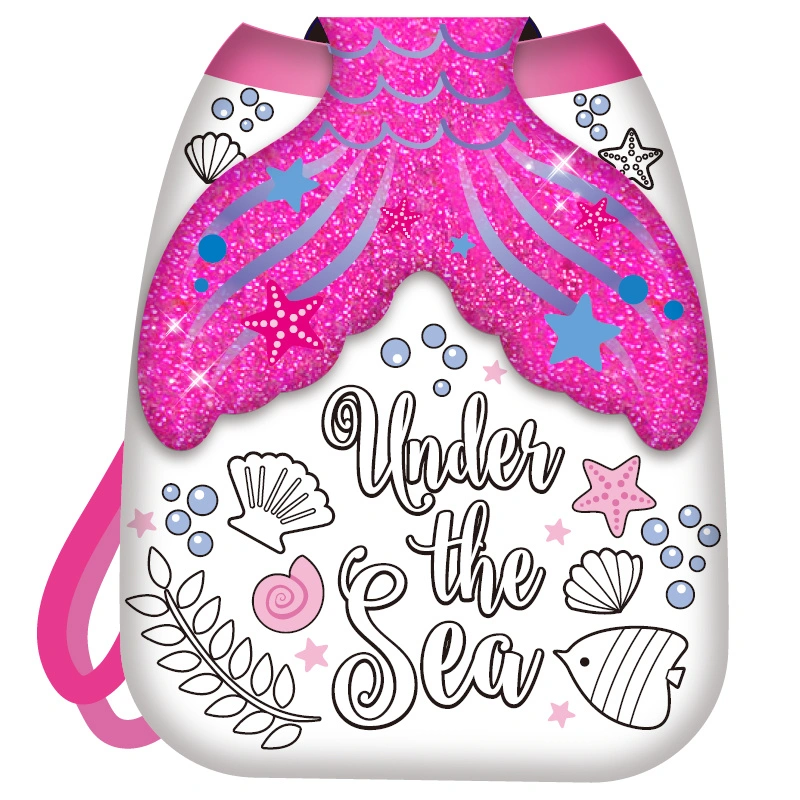 Fashion Mermaid Tail Princess Shining Glitter Colorful Flap Bag Backpack for Kids Drawing Doodle Set