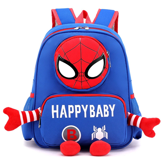 Cartoon Spiderman Design Polyester Kindergarten School Backpack for Children Kids Student