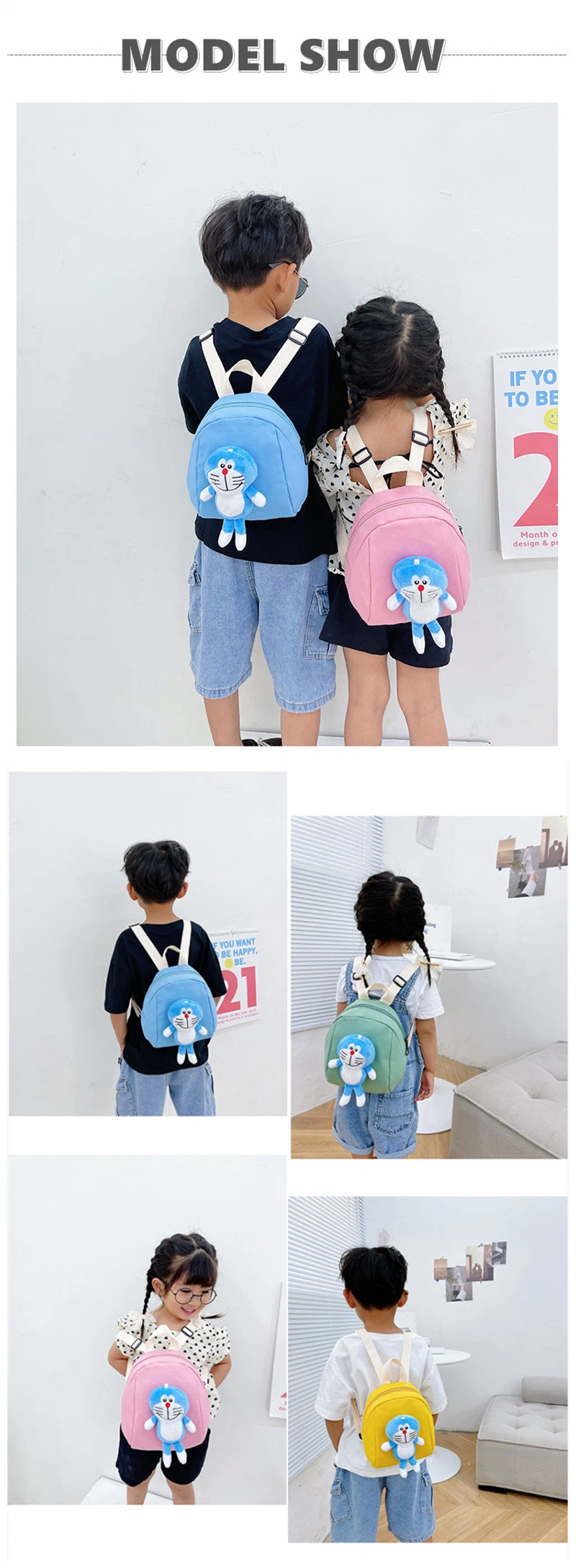 Factory Plush Baby Personalized Doraemon School Bag Backpacks for Children Kids