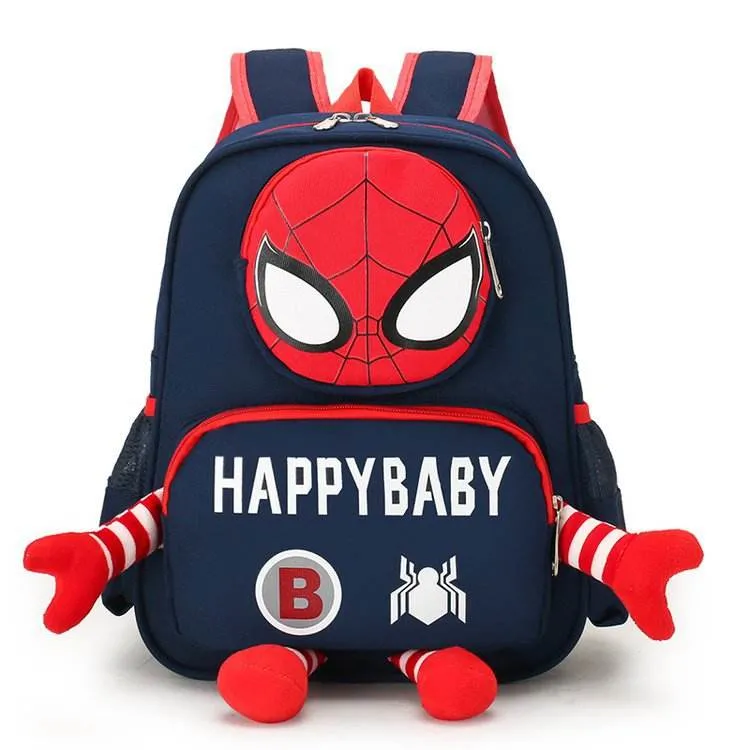 Cartoon Spiderman Design Polyester Kindergarten School Backpack for Children Kids Student