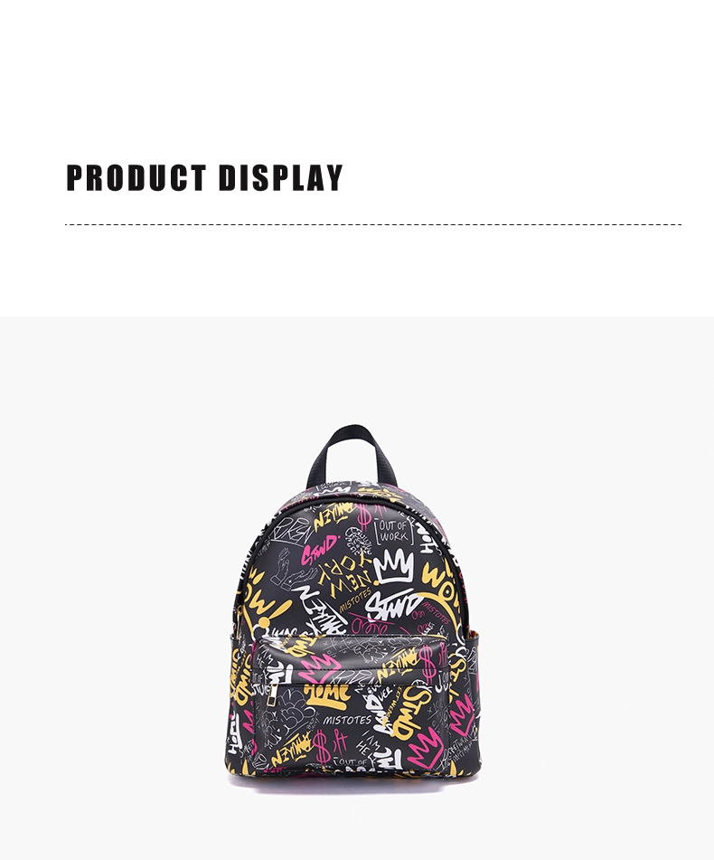 Customized Woman Printing Doodle Backpack Fashion Outdoor Travel Bags Unisex Daliy Trendy Ladies Double Shoulder Bag PU Leather Designer Backpacks