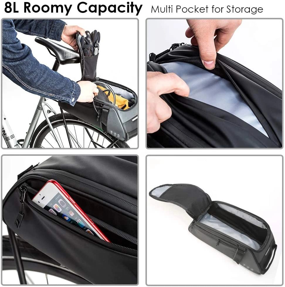 2 in 1 Water Proof Bicycle Saddle Pack Tool Bag with Multi Pockets for Storages