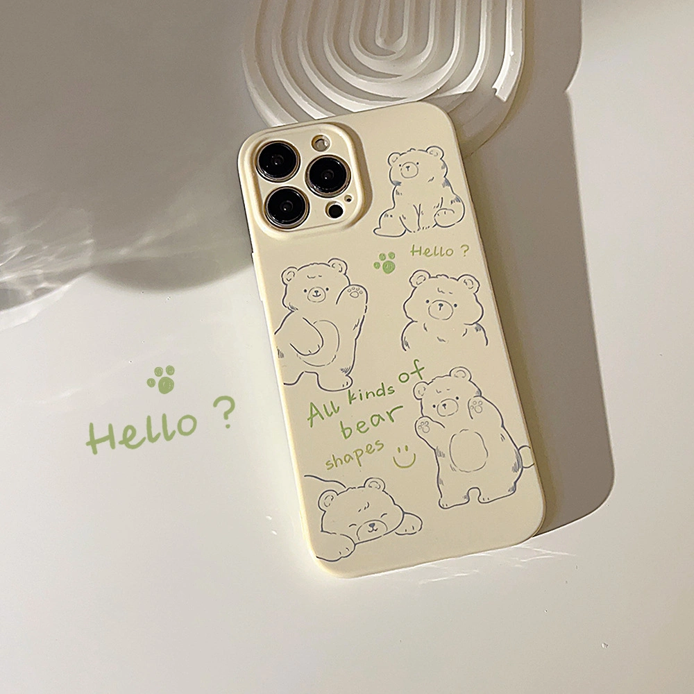 Doodle Instagram Bear iPhone14 Apple Phone Case 11 Personality 13 Silicone 12 for 15PRO Max Hair Replacement