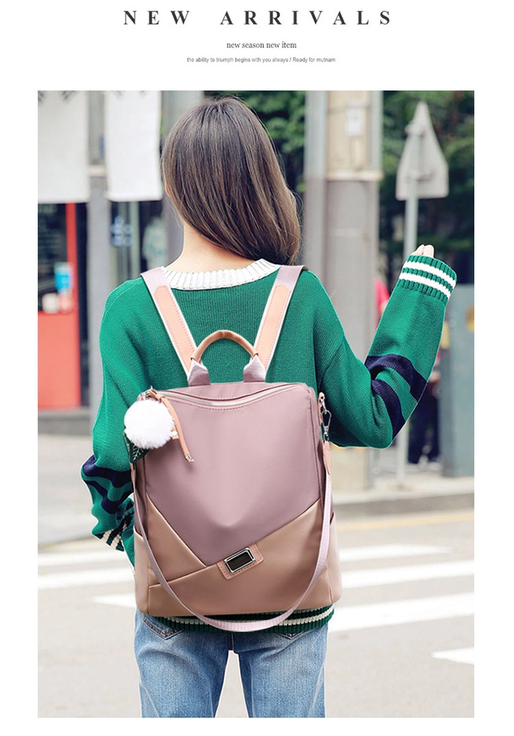 Ru Daily Laptop Cute Design Leather Soft Stripe Contrast Triple Colors Backpack School Bag for Girl 2023 Spring