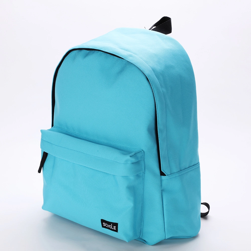 New Style 2023 Solid Color Lake Blue Polyster 16inch School Bag Backpack