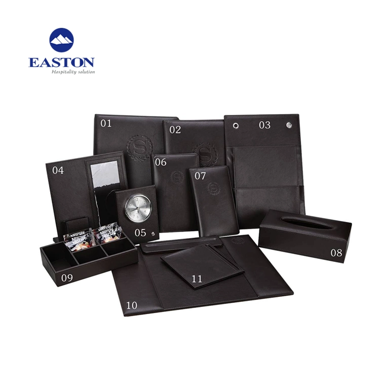 Customized Black A4 PU Leather VIP Folder for Hotel