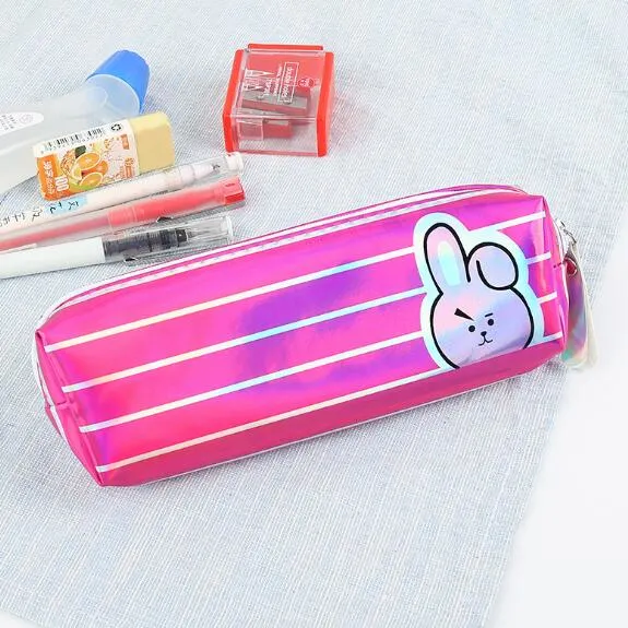 Cartoon Stripe Pencil Bag Laser Pencil Bag for School and Promotions Use