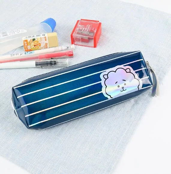 Cartoon Stripe Pencil Bag Laser Pencil Bag for School and Promotions Use