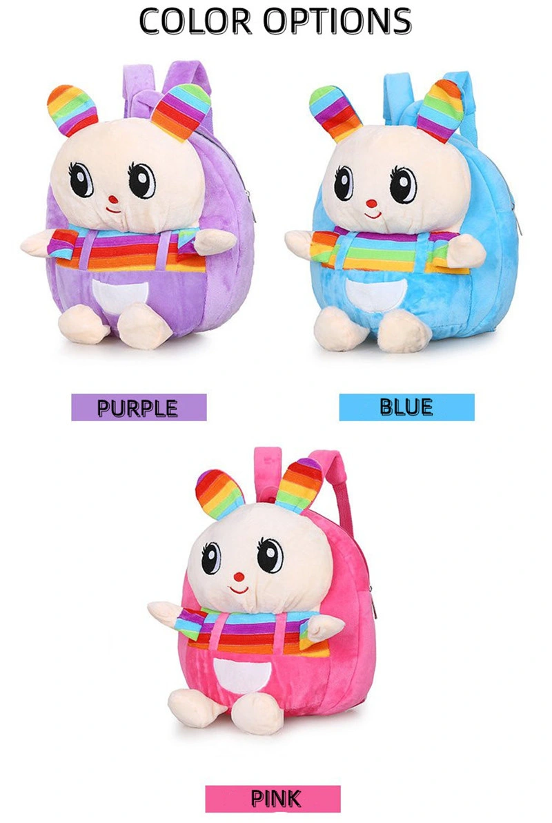 Rainbow Rabbit Cartoon Animal Soft Toddler Kids Bags Plush Bunny Backpack