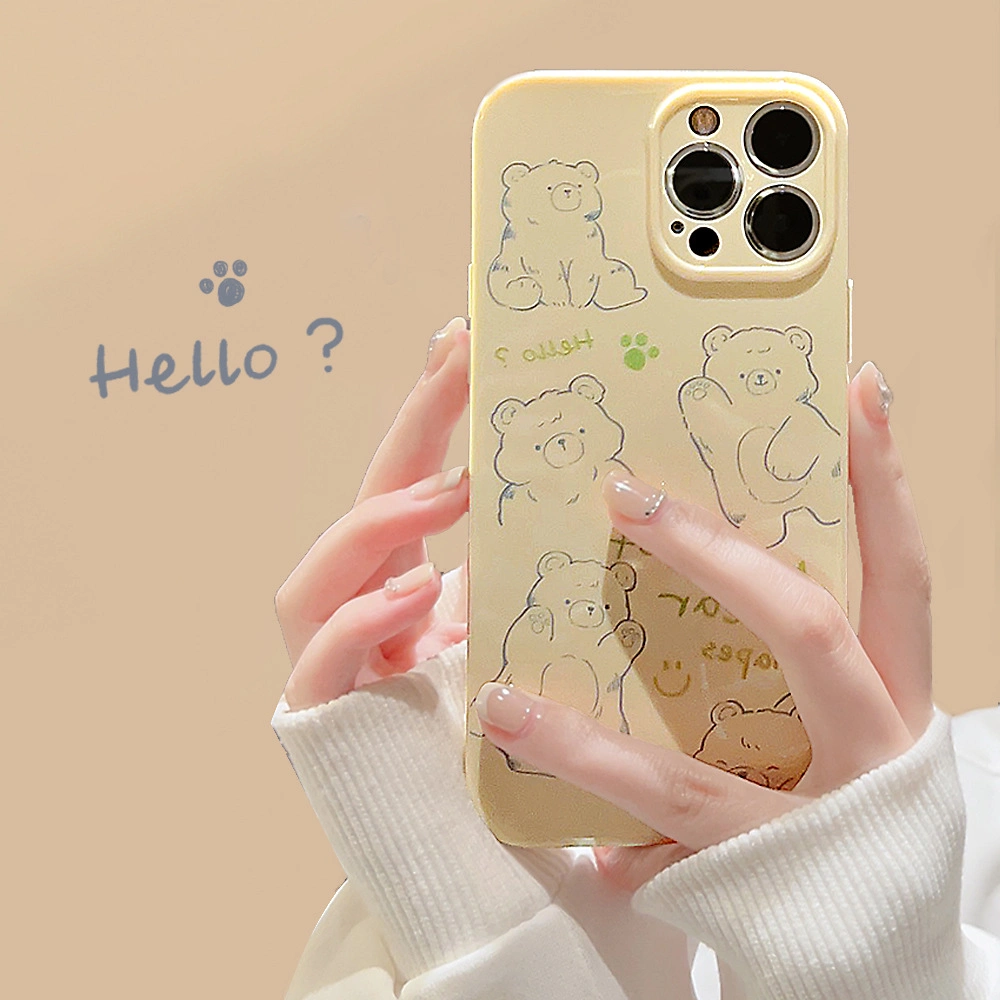 Doodle Instagram Bear iPhone14 Apple Phone Case 11 Personality 13 Silicone 12 for 15PRO Max Hair Replacement