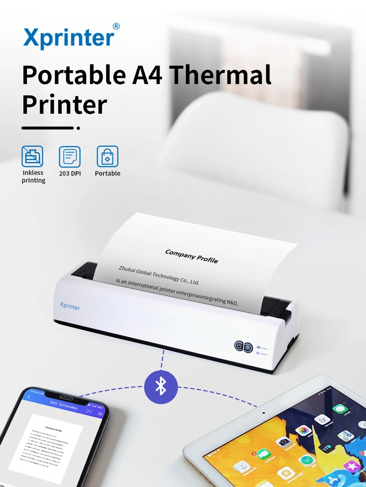 Xprinter XP-P81 Back To School Supplies OEM Bluetooth Wireless Portable A4 Thermal Printer For Document Printing