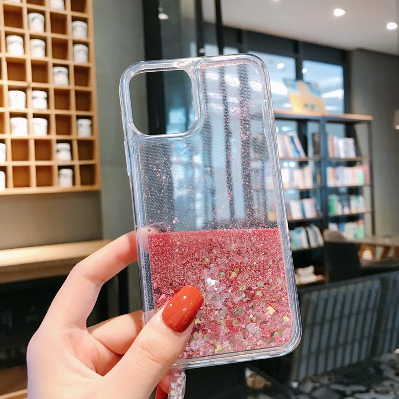 iPhone Cases Glitter Waterfall Bling Glitter Quicksand, for iPhone 11/12 TPU Clear Glitter Phone Case