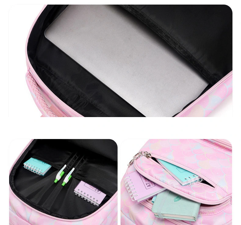 Three-Piece Sets Fashion Girl Waterproof Primary Children School Student Lunch Pencil Pen Backpack Pack Bag (CY0090)