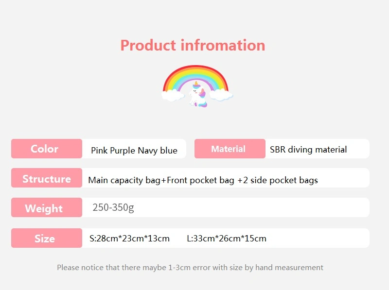 High Quality New Style Backpack for Child Anti-Lost Rainbow Pattern Kid School Bag