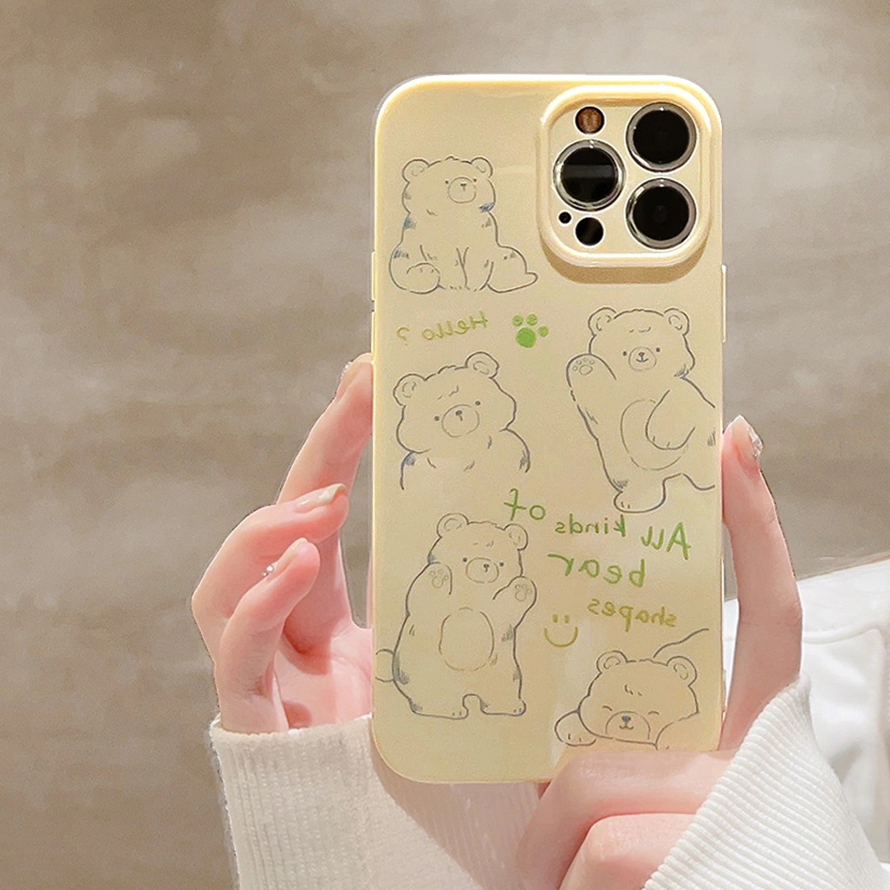 Doodle Instagram Bear iPhone14 Apple Phone Case 11 Personality 13 Silicone 12 for 15PRO Max Hair Replacement