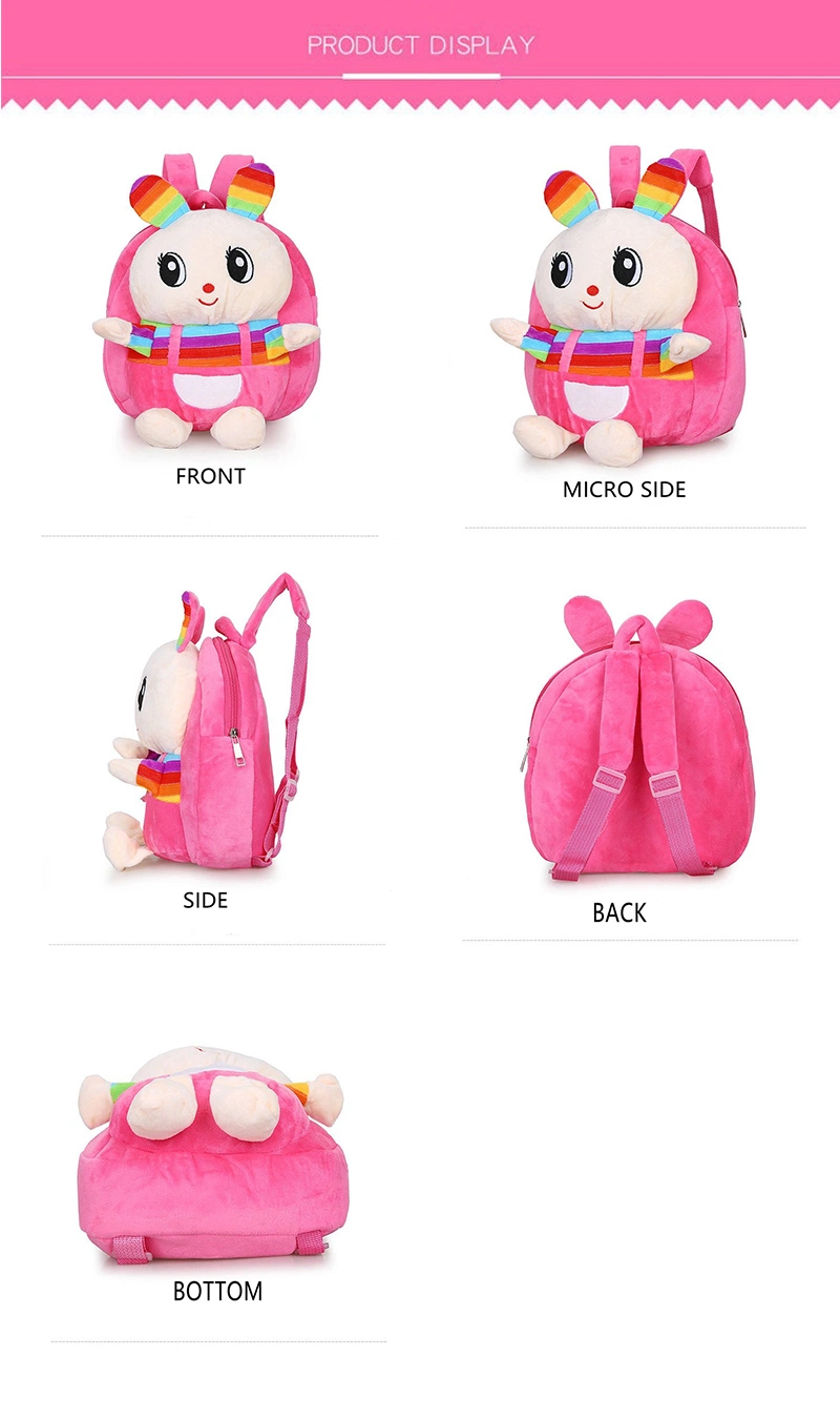 Rainbow Rabbit Cartoon Animal Soft Toddler Kids Bags Plush Bunny Backpack