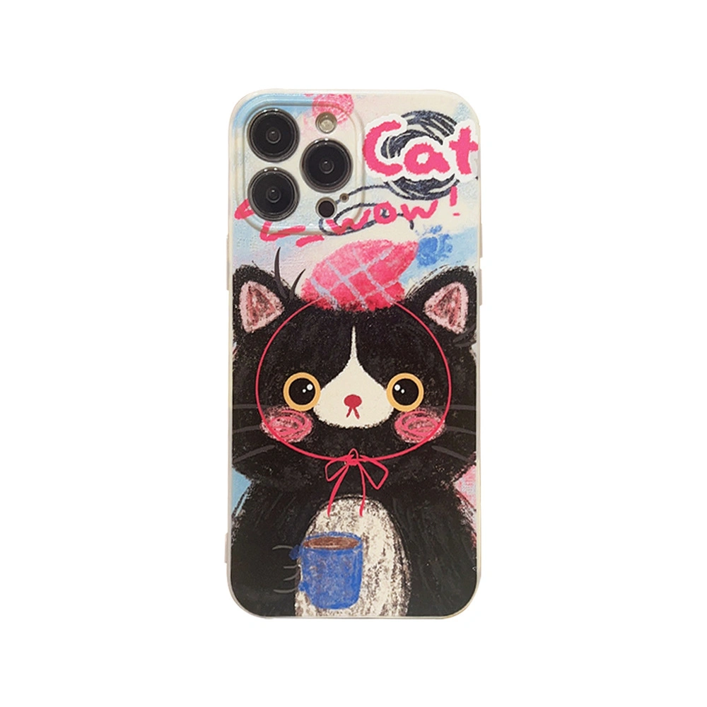 Doodle Cat Applies to Apple 14PRO Max Phone Case 15 Personality Cartoon iPhone13 Silicone 12 Sets 11