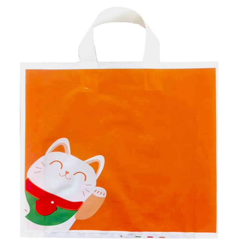 Custom Poly Bag Soft Loop Handles LDPE/HDPE Tote Shopping Plastic Packaging Bag