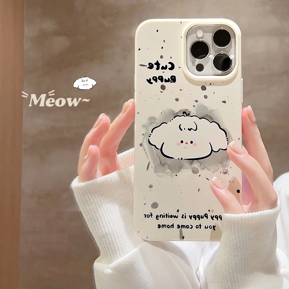 Splash Ink Doodle Cartoon Puppy iPhone15 Phone Case Apple 11 Creative 14promax Silicone 12 Applies 13