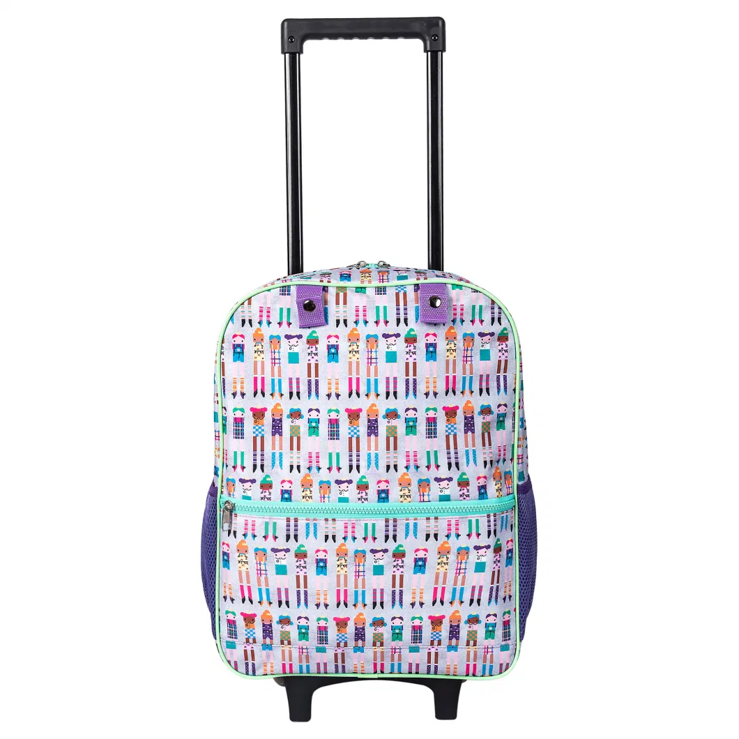 Multi-Use Carry on School Bags Wheeled Backpack Set Removable Hand Trolley Luggage Backpack Bag with Allover Full Print