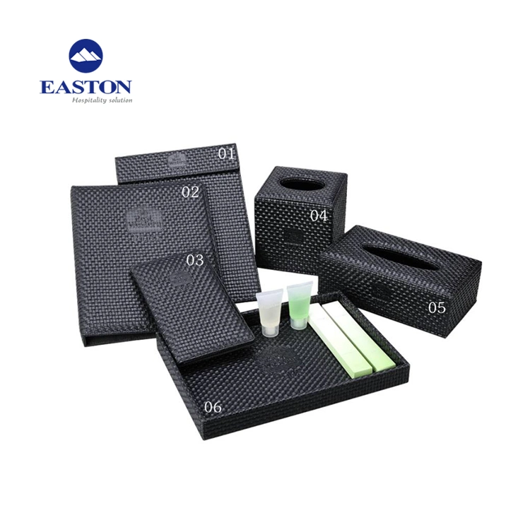 Customized Black A4 PU Leather VIP Folder for Hotel