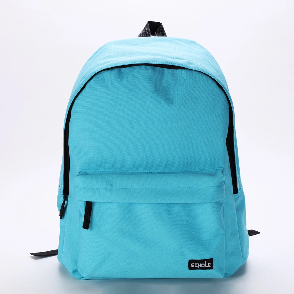 New Style 2023 Solid Color Lake Blue Polyster 16inch School Bag Backpack