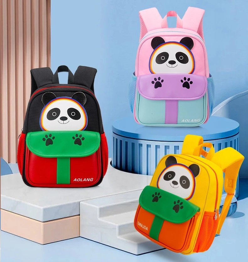 Olang Cute Panda Kindergarten Schoolbag Children&prime; S Leisure Shoulder Anti-Lost Backpack Cartoon Toddler Small Backpack