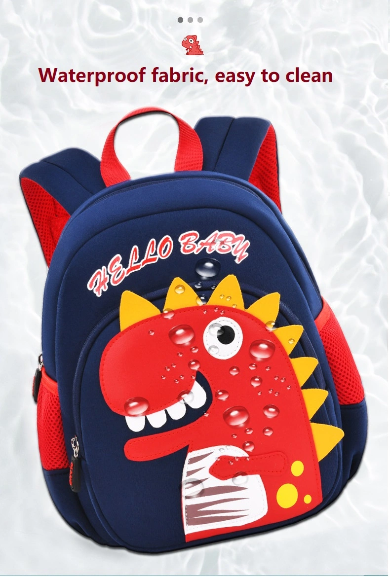 New Custom Logo Polyester Material School Bags Anti-Lost Dinosaur Pattern Children Backpack