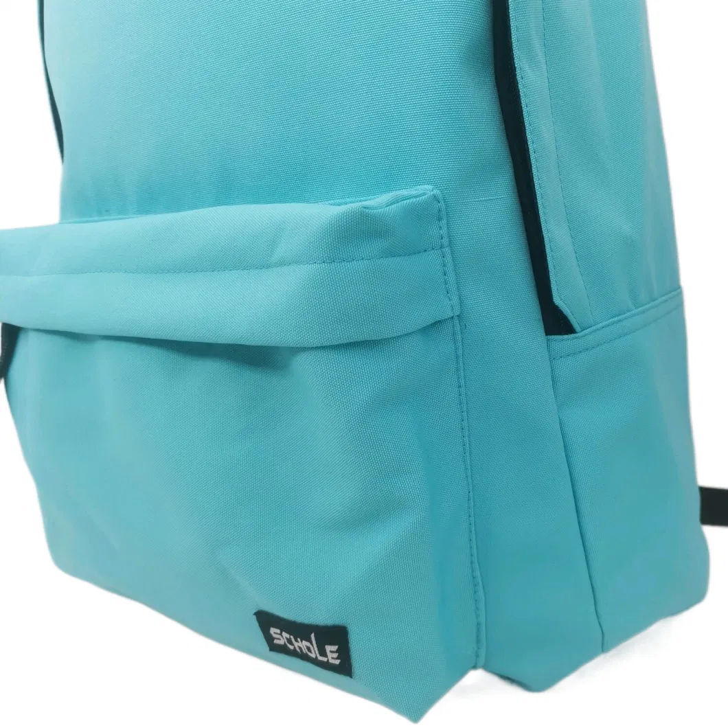 New Style 2023 Solid Color Lake Blue Polyster 16inch School Bag Backpack