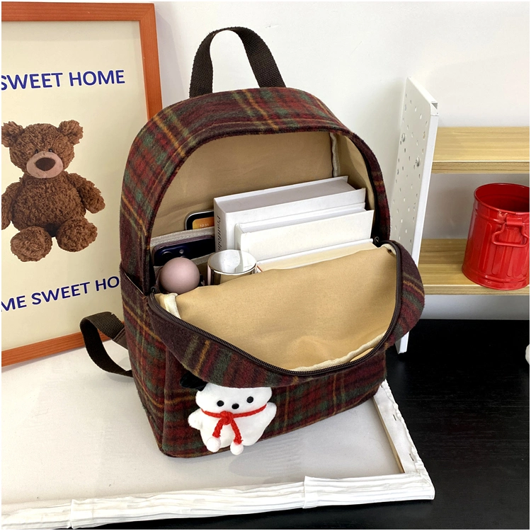 2023 Autumn and Winter New Versatile Fashion Suede Women&prime;s Bag Retro College Style Backpack