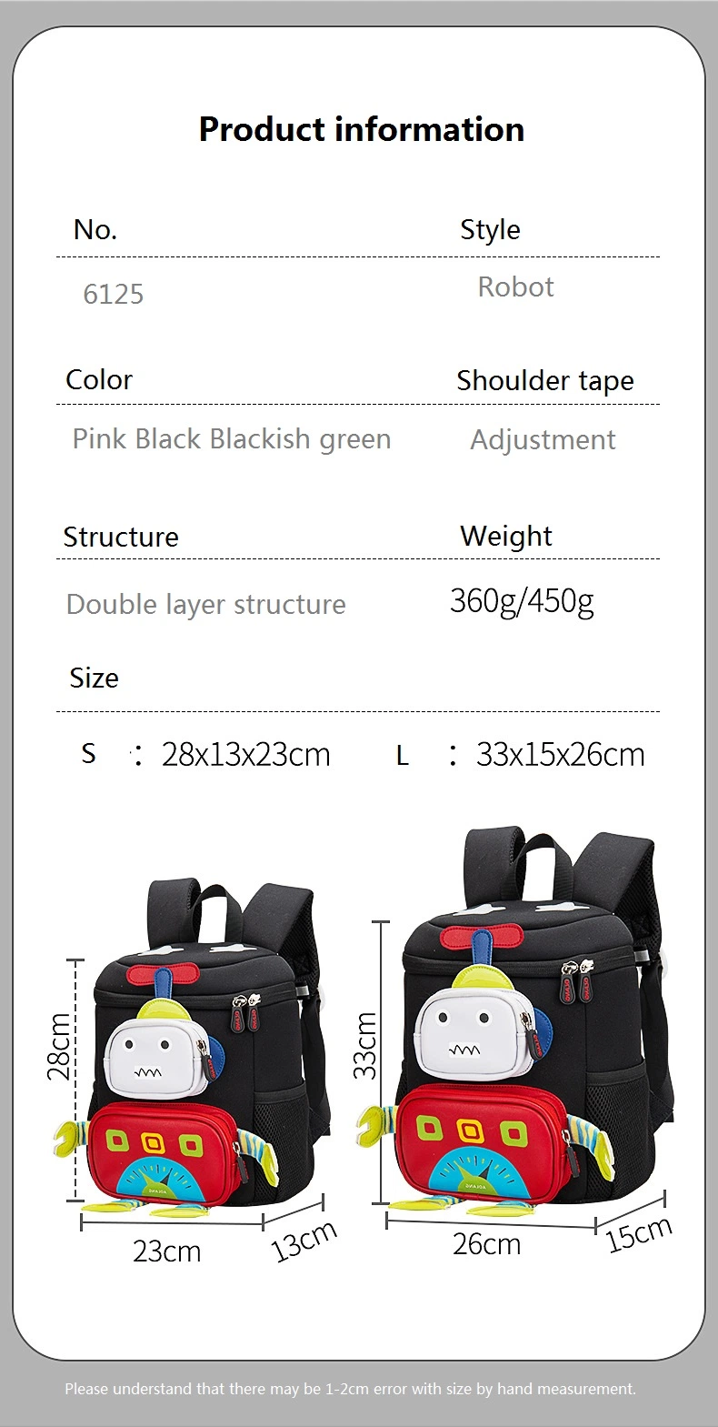 2023 New Arrival Robot Style Children School Bag Large Capacity Kids Backpack