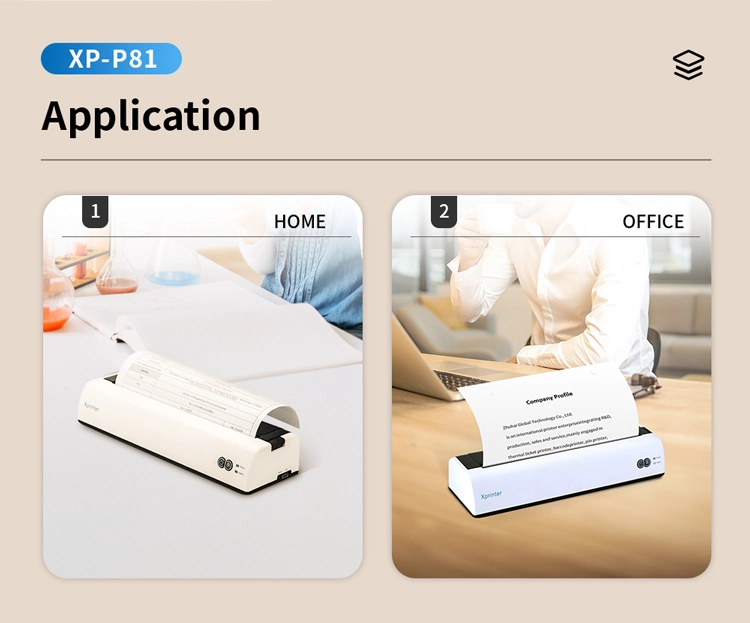 Xprinter XP-P81 Back To School Supplies OEM Bluetooth Wireless Portable A4 Thermal Printer For Document Printing