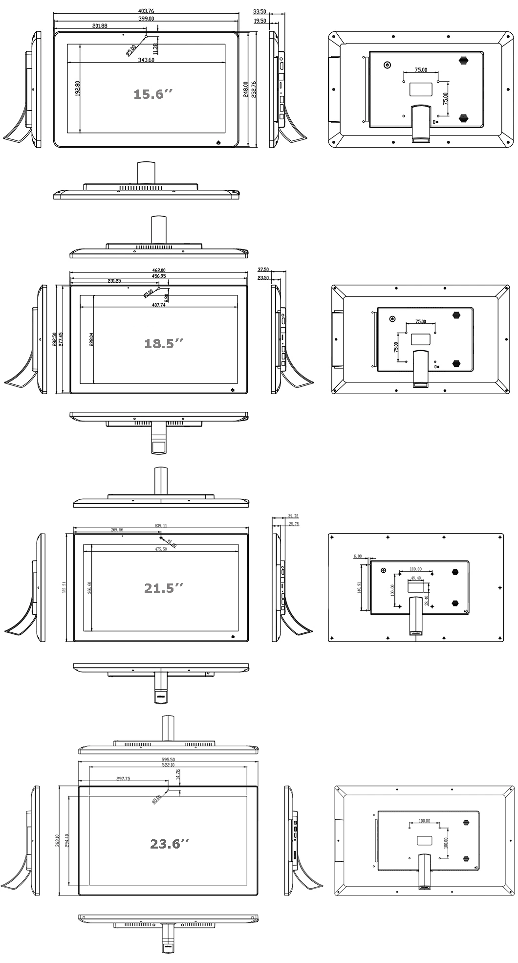 15.6 Inch CE Student Back to School Infrared/IR/Capacitive/Resistive/Pcap Touch Interactive V59 Board Vertical/Horizontal Video Wall Mount Monitor LCD Screen