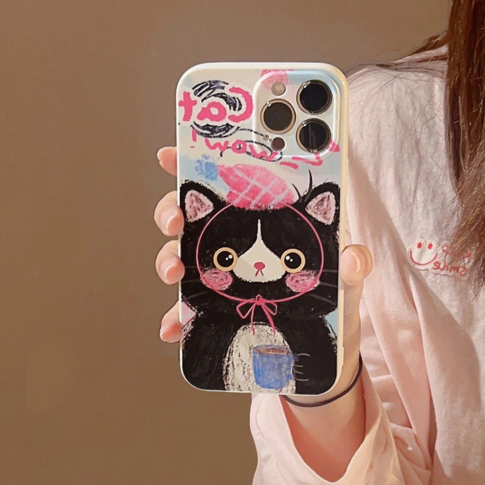 Doodle Cat Applies to Apple 14PRO Max Phone Case 15 Personality Cartoon iPhone13 Silicone 12 Sets 11