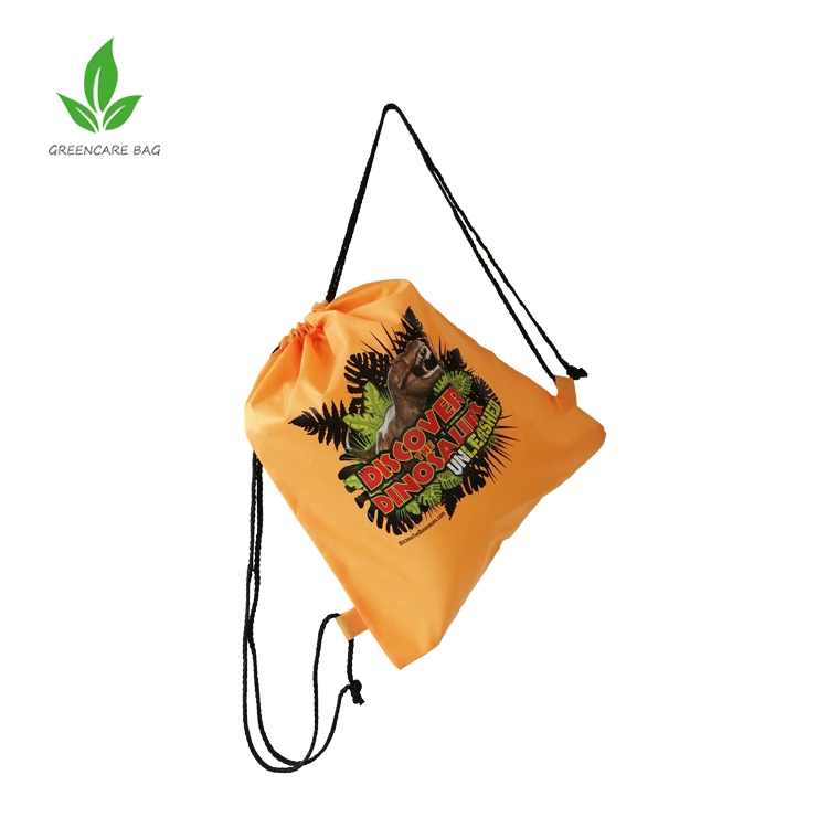 Low MOQ Custom Reusable Tropical Pull String Bag Drawstring Backpack Polyester Drawstring School Bag for Outdoor Use