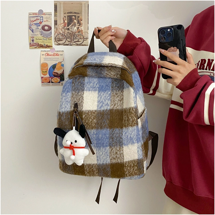 2023 Autumn and Winter New Versatile Fashion Suede Women&prime;s Bag Retro College Style Backpack