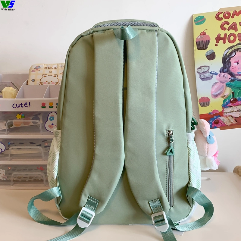 Wide Silver Factory Wholesale Students Bags New Style Soft Fabric Backpack 2023