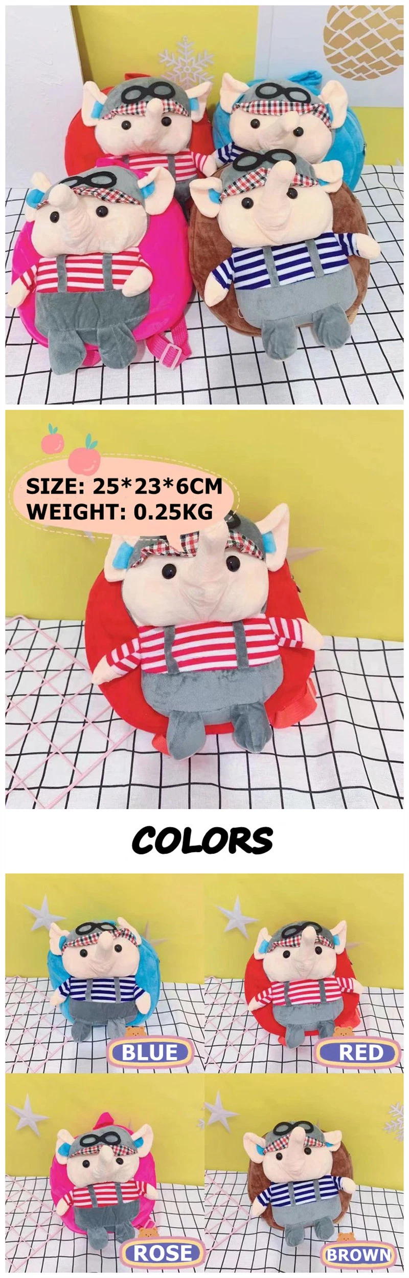 3D Cartoon Plush Children Kindergarten Schoolbags Popular Animal School Kids Backpack Bags