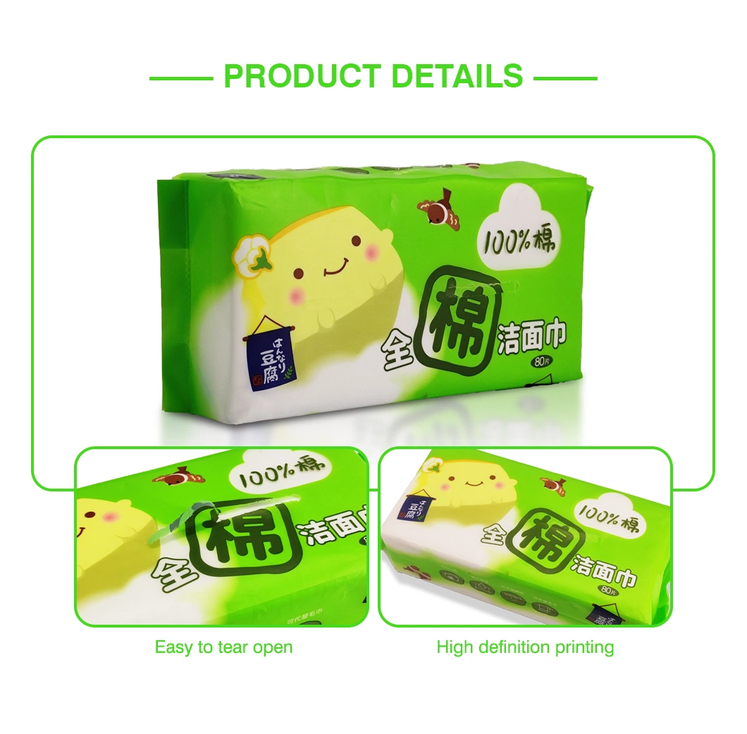 Custom Printed Disposable Face Towel Cotton Soft Towel Packaging Side Gusset Bag