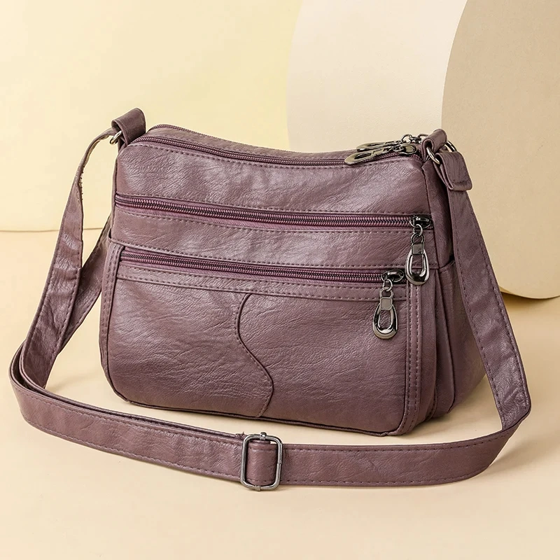 Soft PU Leather Handbags and Purses Multi-Pocket Luxury Designer Ladies Shoulder Crossbody Bag High Quality Brand Messenger Sac