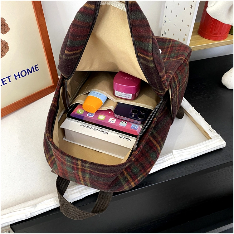 2023 Autumn and Winter New Versatile Fashion Suede Women&prime;s Bag Retro College Style Backpack