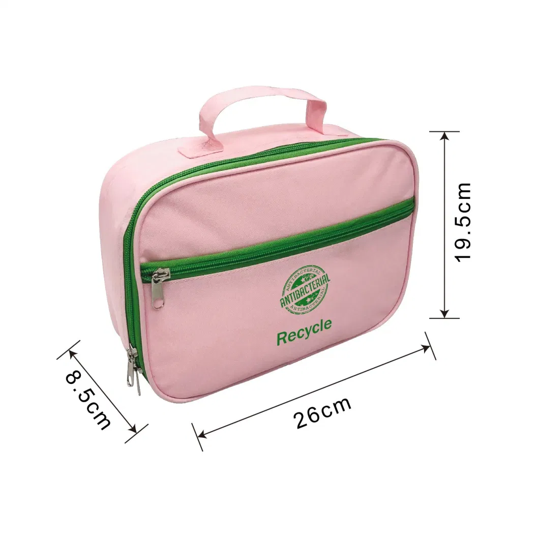 Pink RPET Tote Bags Antibacterial Insulated Leakproof Cooler Bag with Multi-Pockets