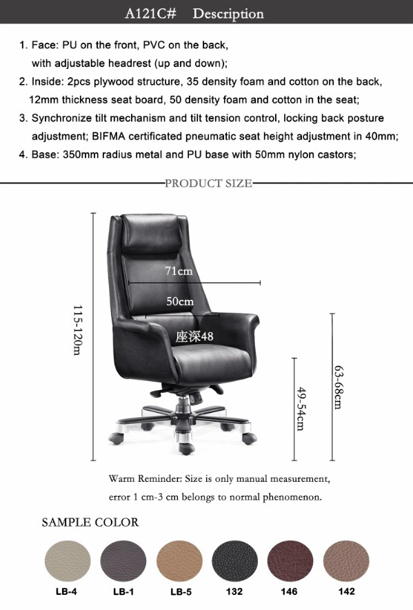 with up Down Headrest Office Seating CEO Boss Ergonomic High Back Leather Swivel Executive Chair for Management Department