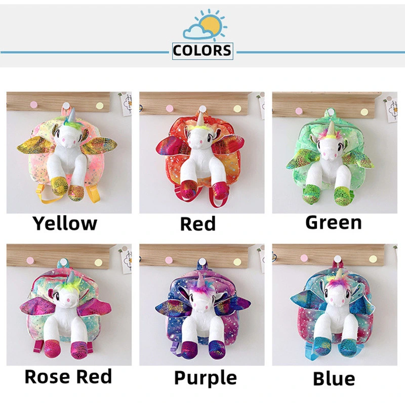 Customized High Quality Mini Cute Animal Backpack Plush Unicorn Kid School Bag