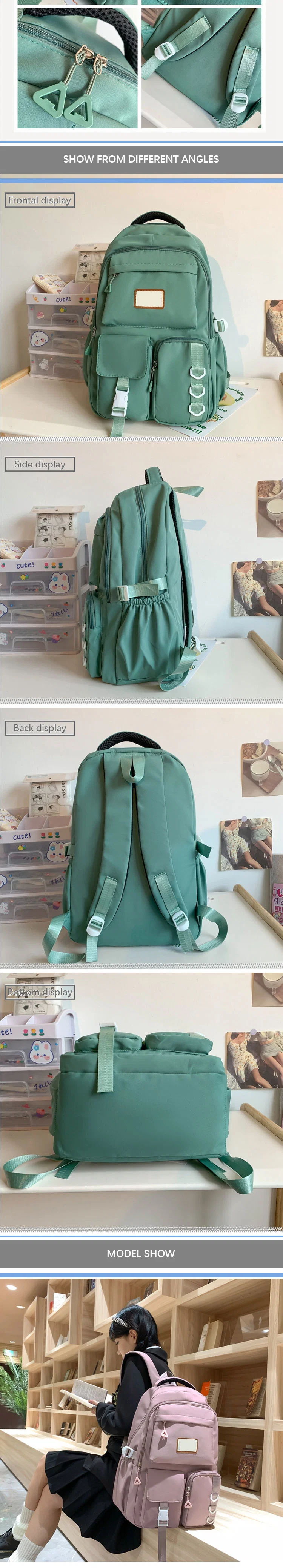 Latest Fashion Trend Beautiful High Quality Korean Women Zipper Ladys Cute Nylon School Bag