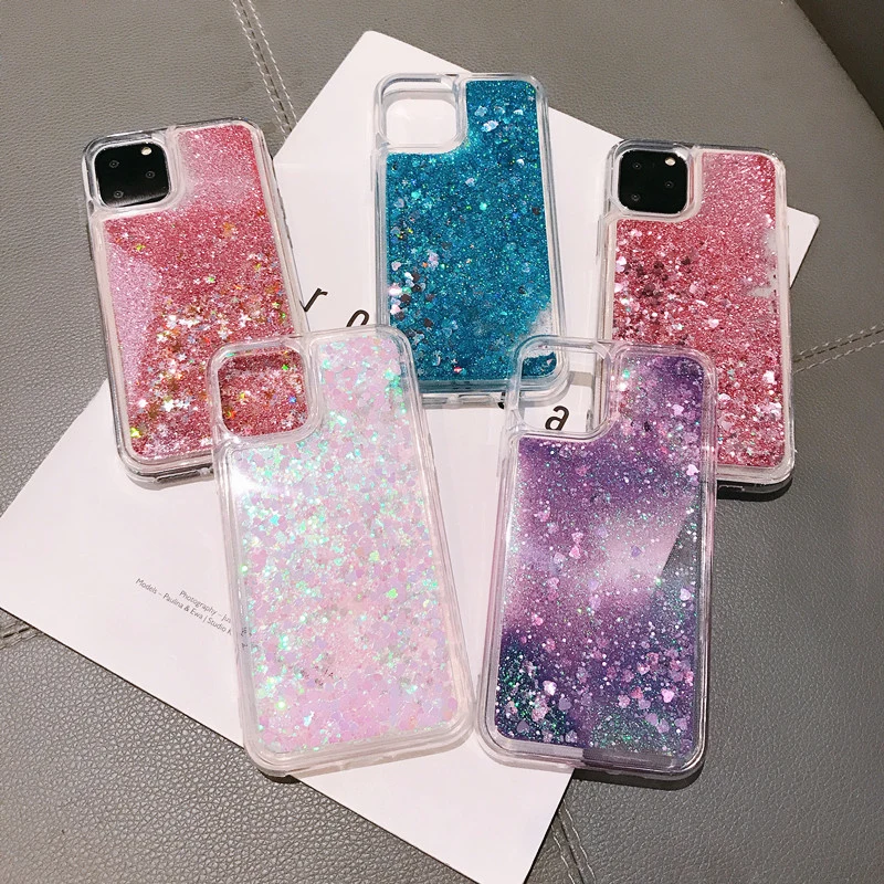 for iPhone 11 12 Mini Glitter Case Bling Sparkle Sequin Star TPU 2 in 1 Phone Case for iPhone 11/12 PRO Max